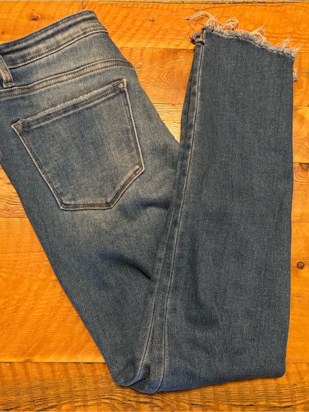 Frayed Hem Vervet Denim Jeans